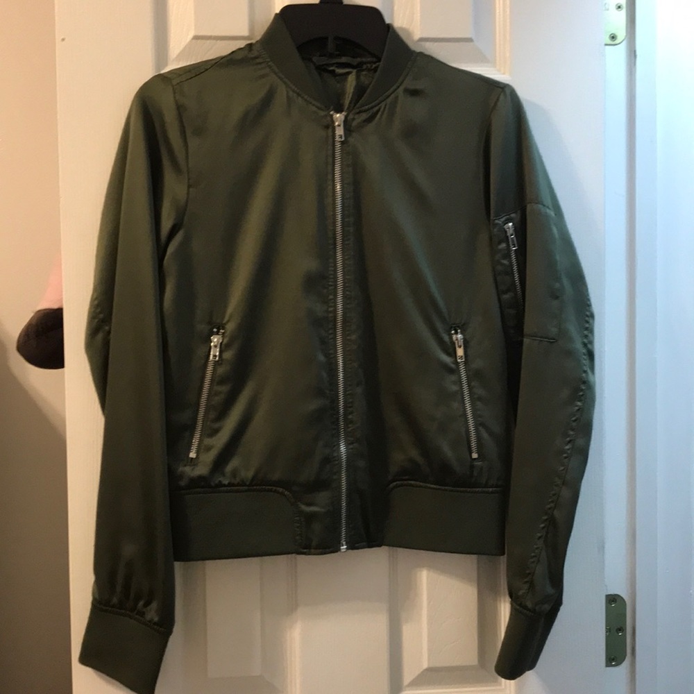 Olive bomber jacket